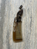 40's Hand Carved Ox Horn Peacock Hair Comb