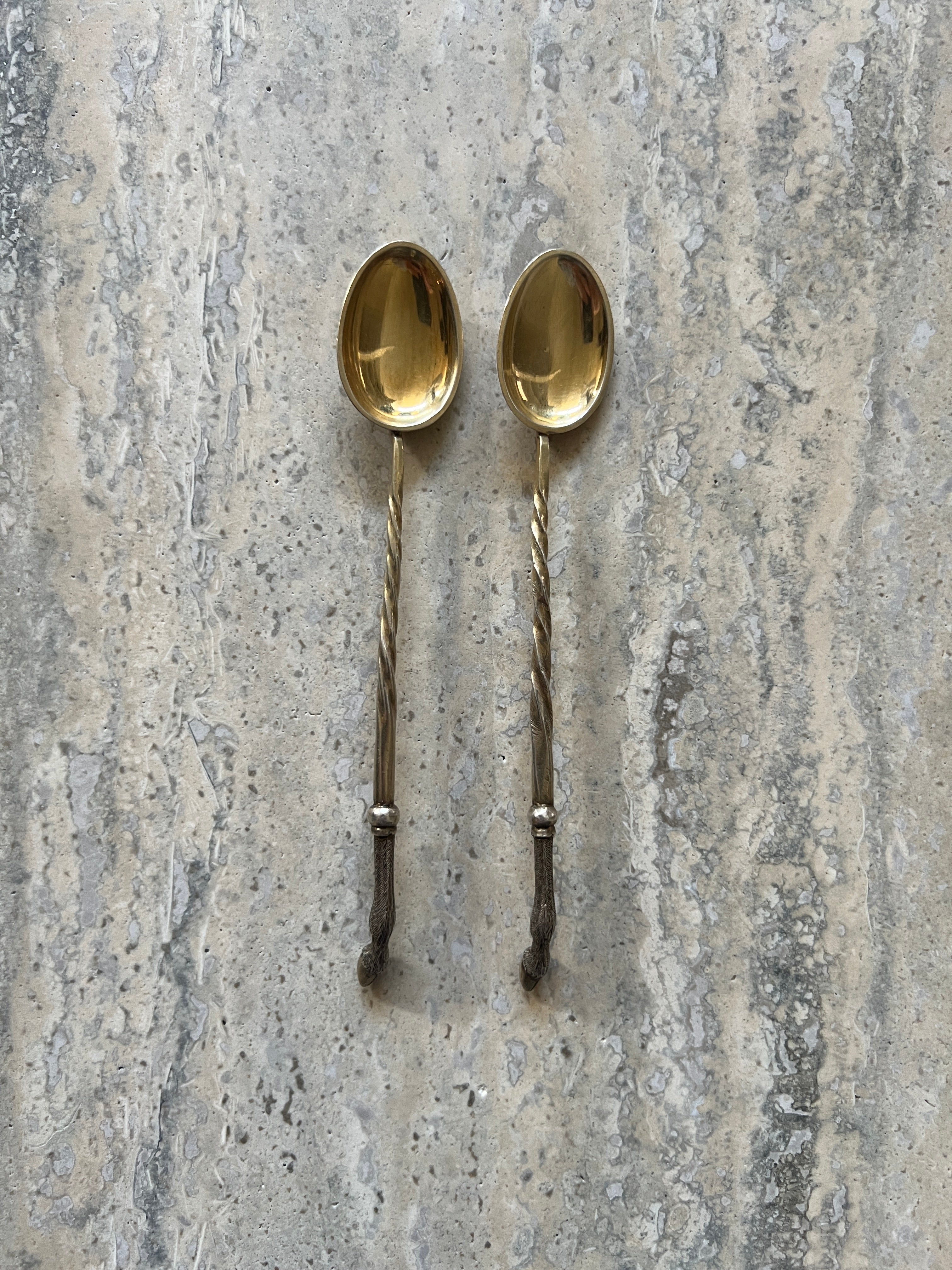 Pair of Mid Cent Equestrian Cocktail Spoons