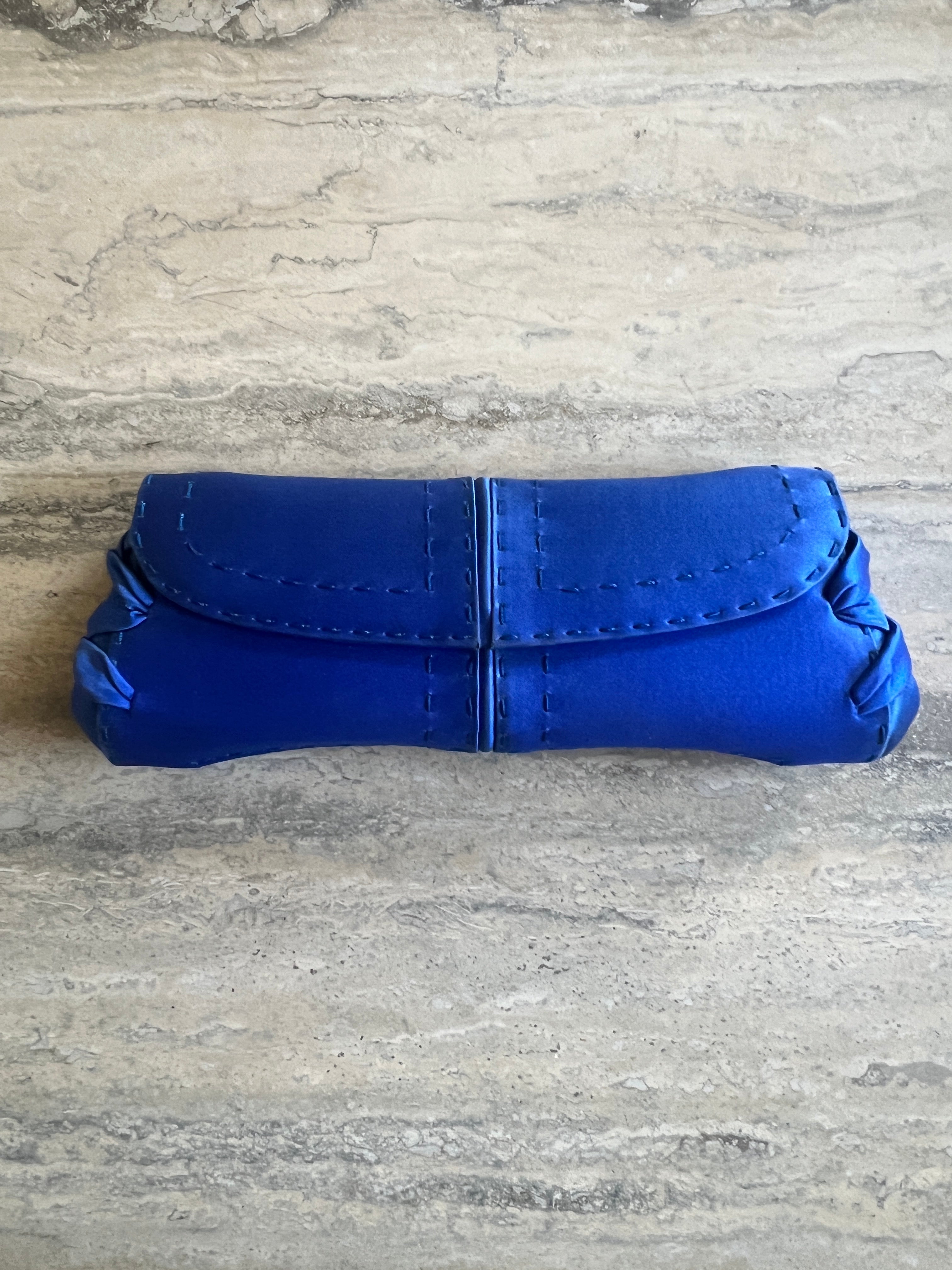 Vintage Blue Silk Clutch