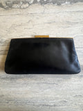 Vintage Black Leather Kisslock Clutch
