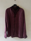 Purple Linen Embroidered Shirt