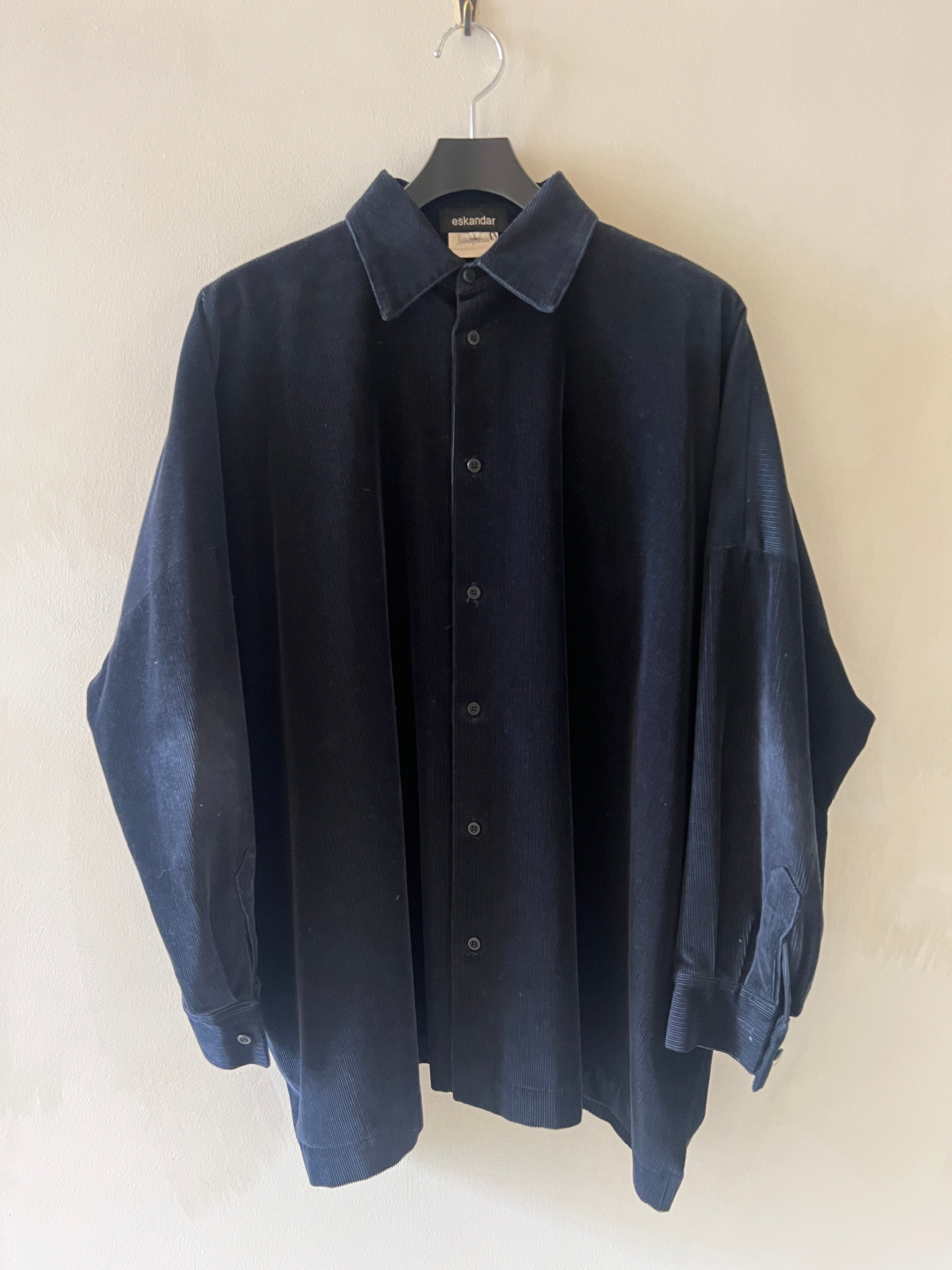 Eskandar Navy Corduroy Shirt