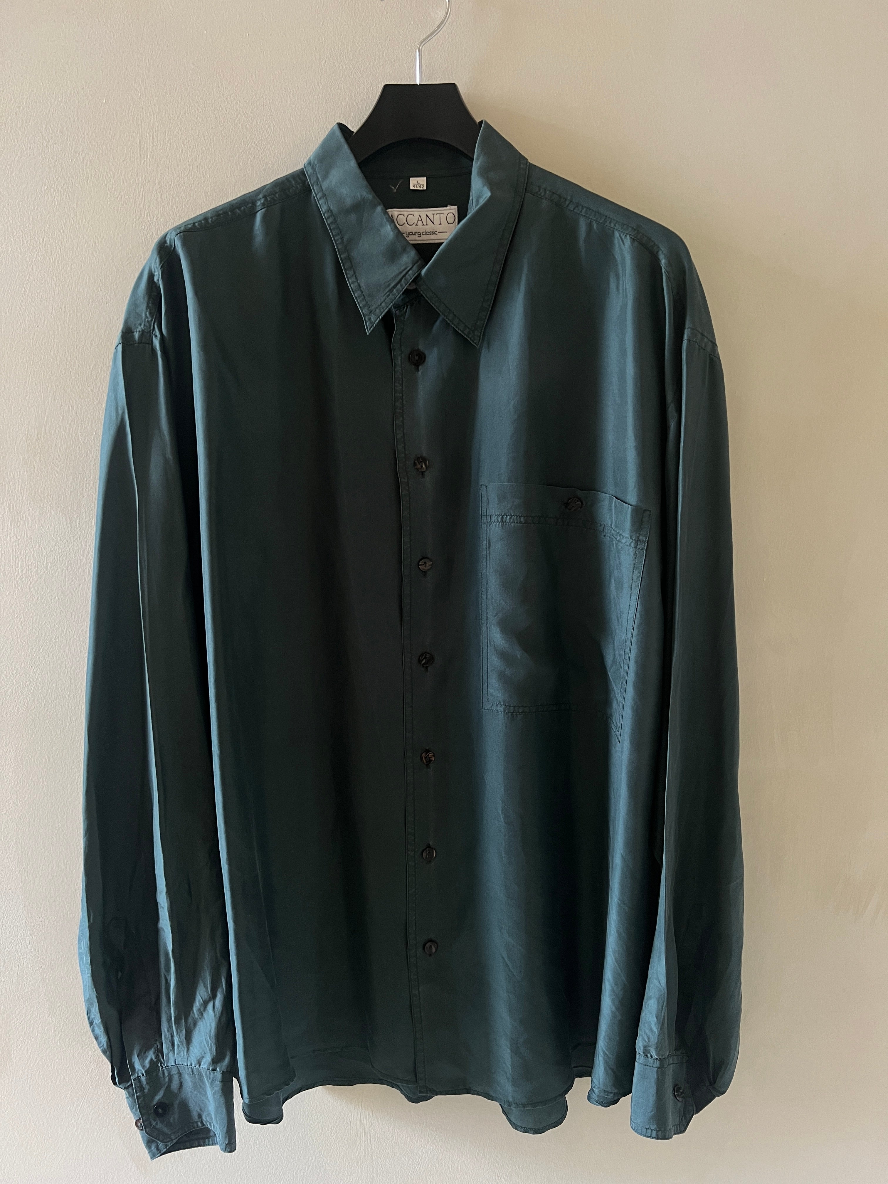 Vintage Sage Green Silk Shirt