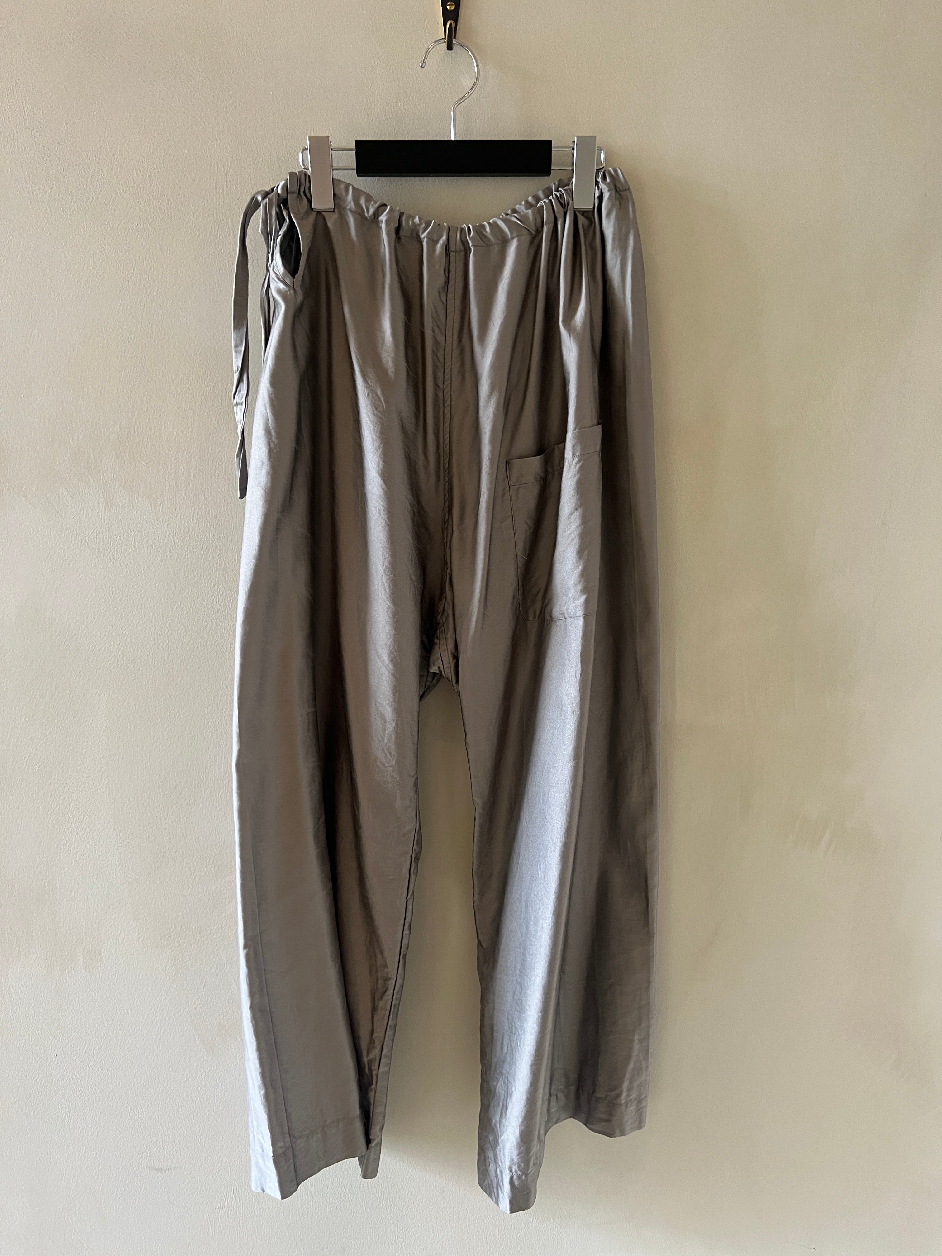 Silver Silk Drawstring Pants