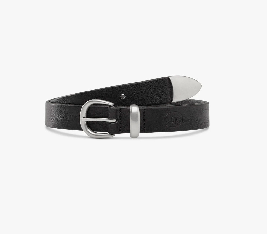 Western Bridle Leather Slim Belt