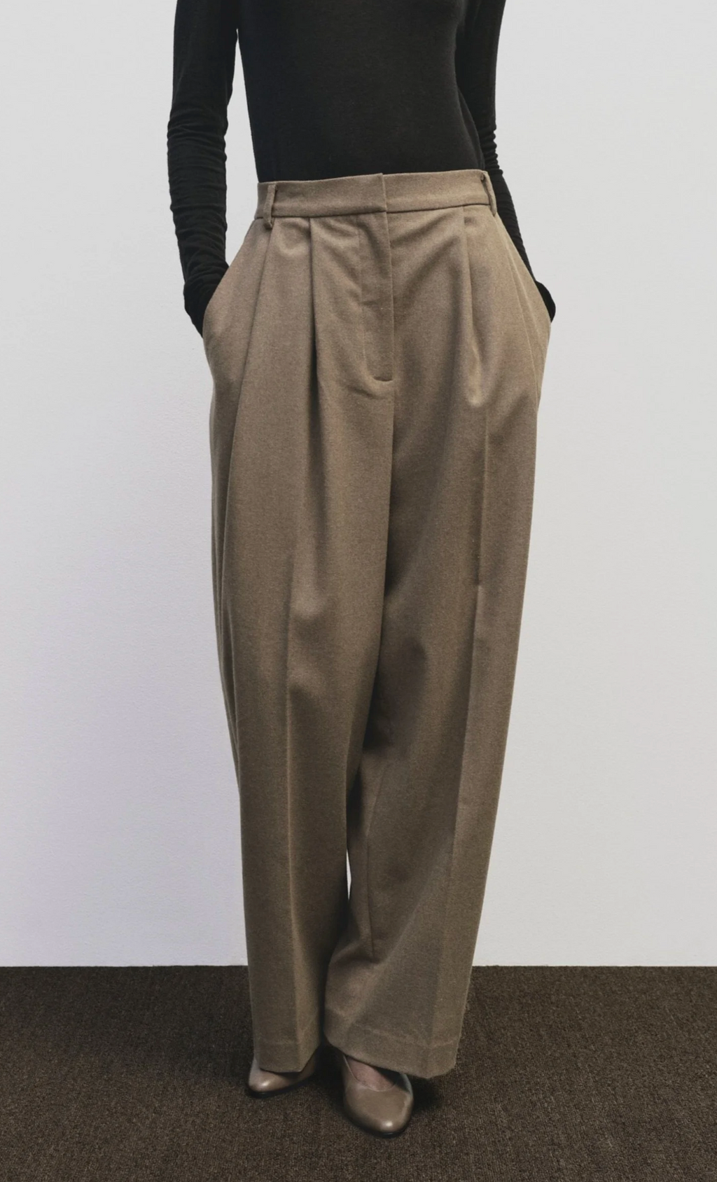 Wool Blend Wide Leg Pant