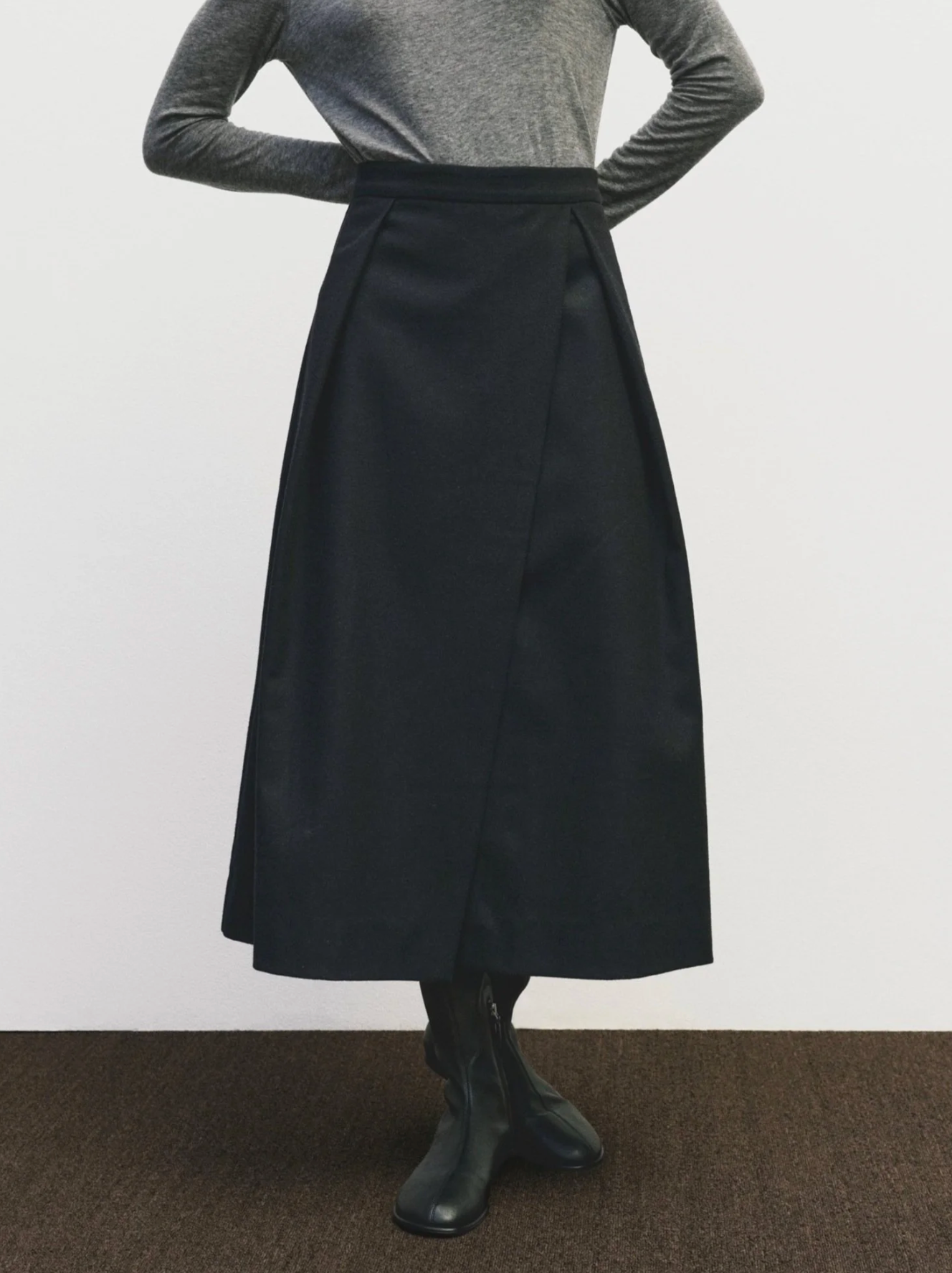 Wool Blend Midi Skirt