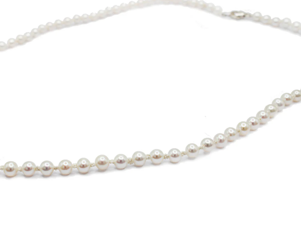 Pearl & Silk Knotted Necklace 3.5mm / 18"