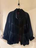 Navy Rabbit Suede Silk bomber