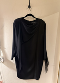 Silk Draped Collar Midi Dress