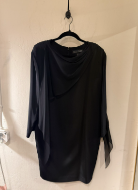 Silk Draped Collar Midi Dress