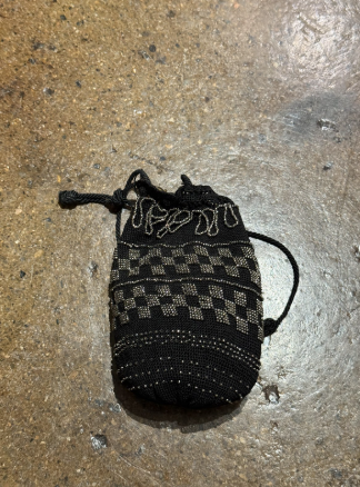 Silver Beaded Crochet Pouch