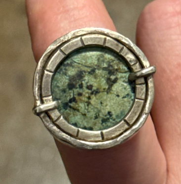 Green Jasper Beveled Ring