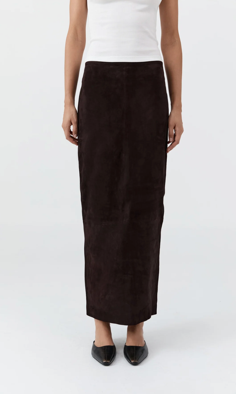 Suede Column Skirt