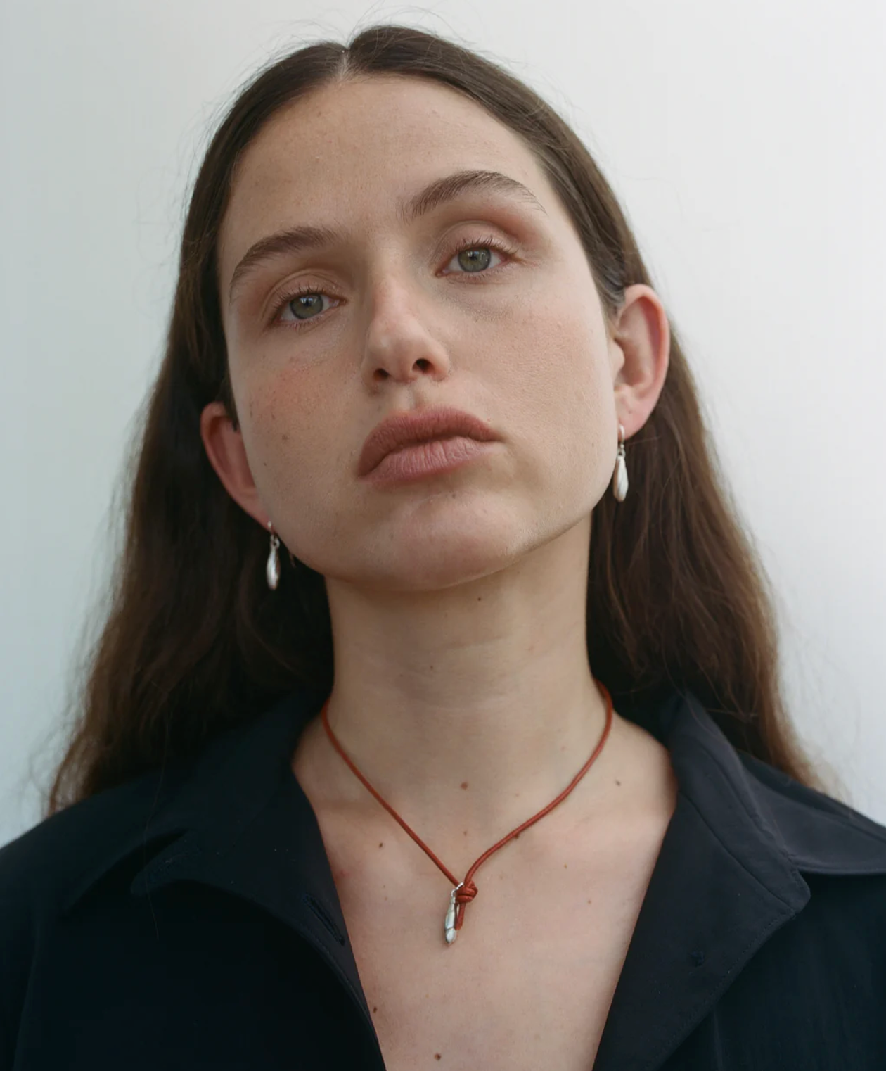 Earth Mini Scarlet Leather Necklace