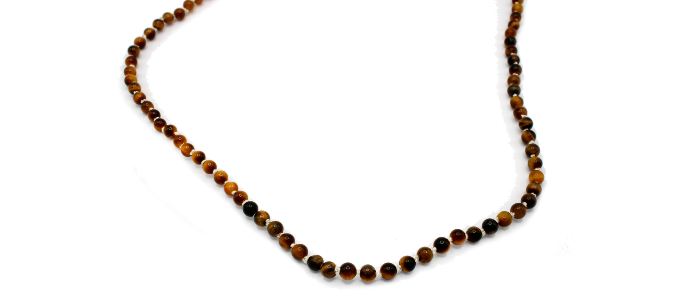Tiger's Eye Necklace | Brown Silk 18"