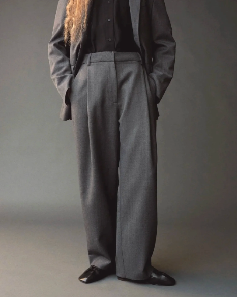 Wool Blend Pleated Trouser