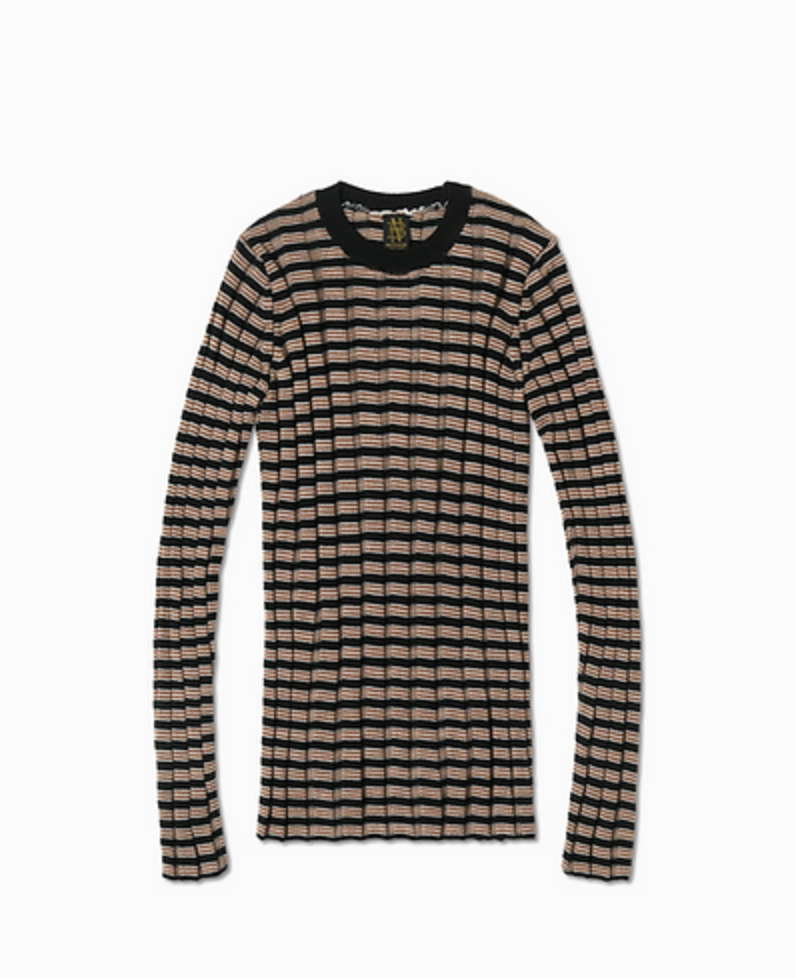 Rib Wool Border Crewneck